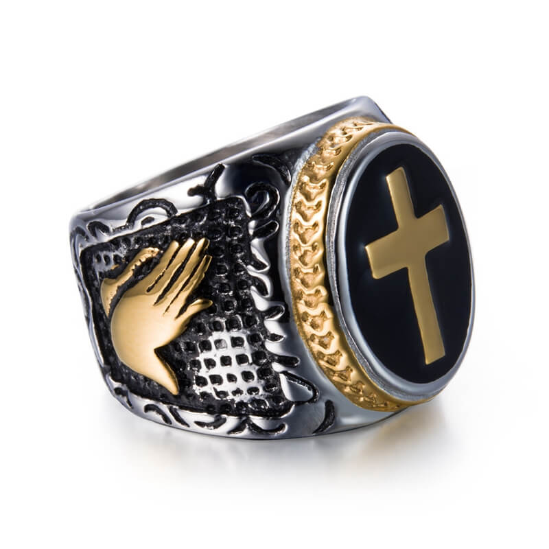 DANZE Knight Templar Crusaders Logo Mens Signet Rings Cross Titanium Steel Medieval Anel Masculino Jewelry For Gifts Size 7#-13# 3