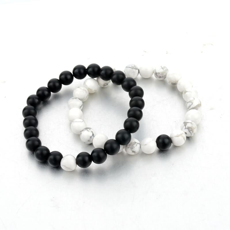 CHICVIE Black and White Natural Stone Distance Bracelets & Bangles for Women Men Strand Lovers Gifts Jewelry Bracelets SBR160101 4
