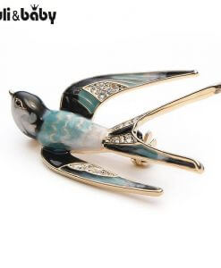 Wuli&Baby Classic Alloy Enamel Swallow Brooch Pins Metal Scarf Pins Christmas Gift Banquet Weddings Accessories