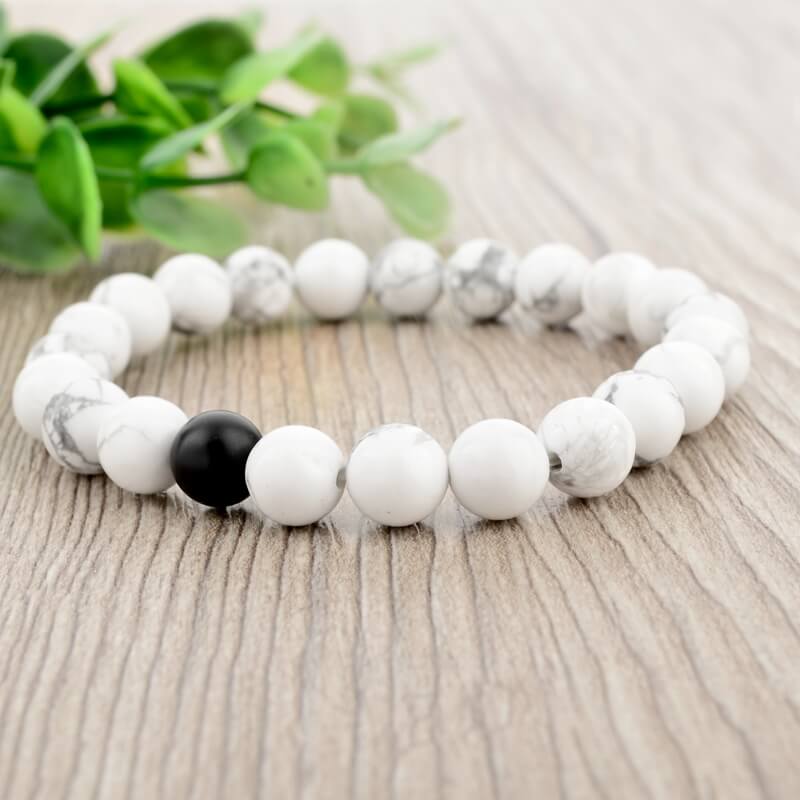 CHICVIE Black and White Natural Stone Distance Bracelets & Bangles for Women Men Strand Lovers Gifts Jewelry Bracelets SBR160101 6