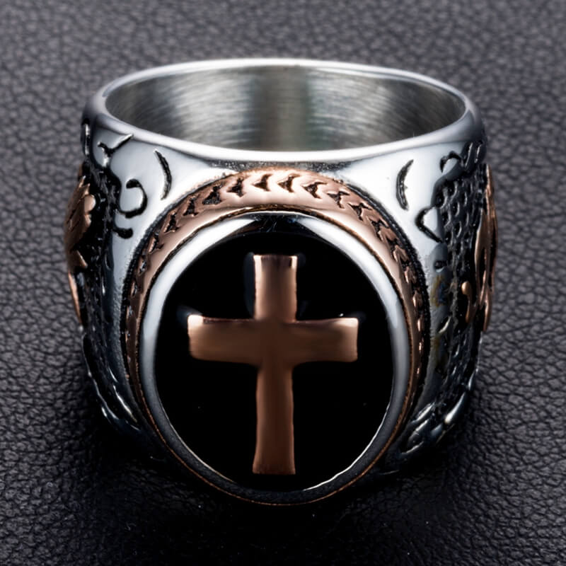 DANZE Knight Templar Crusaders Logo Mens Signet Rings Cross Titanium Steel Medieval Anel Masculino Jewelry For Gifts Size 7#-13# 4