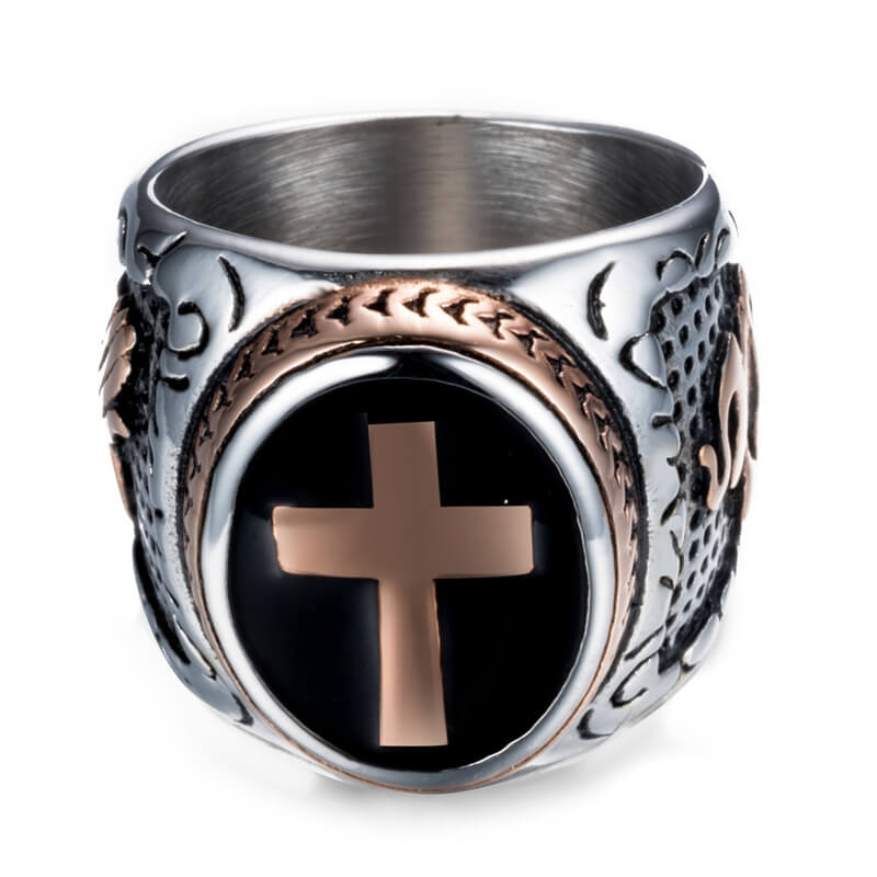 DANZE Knight Templar Crusaders Logo Mens Signet Rings Cross Titanium Steel Medieval Anel Masculino Jewelry For Gifts Size 7#-13# 2
