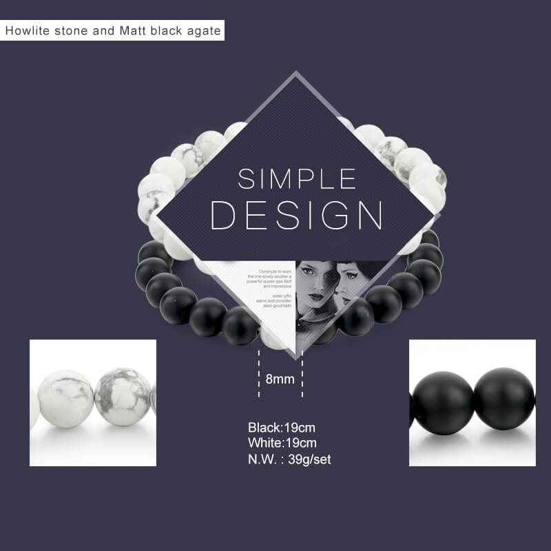 CHICVIE Black and White Natural Stone Distance Bracelets & Bangles for Women Men Strand Lovers Gifts Jewelry Bracelets SBR160101 3