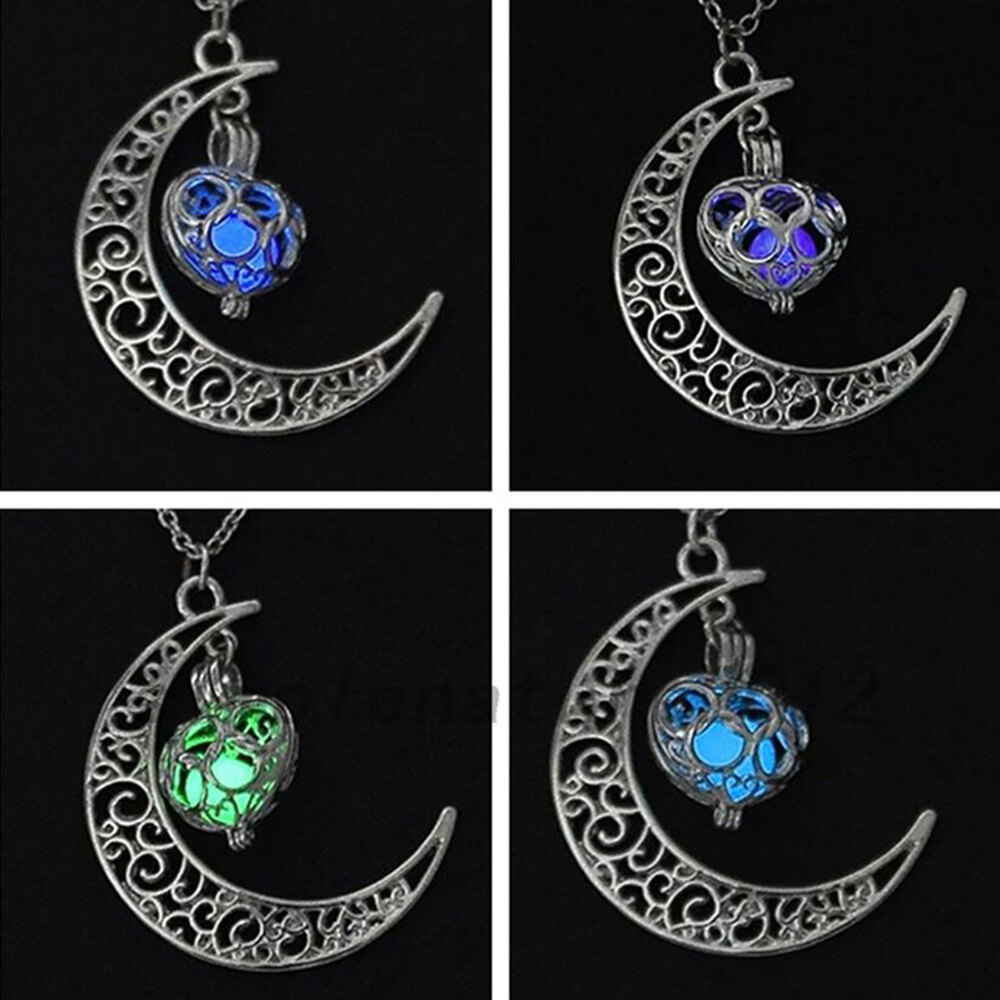 FAMSHIN 17 New Hot Moon Glowing Necklace, Gem Charm Jewelry,Silver Plated,Halloween Gifts 2