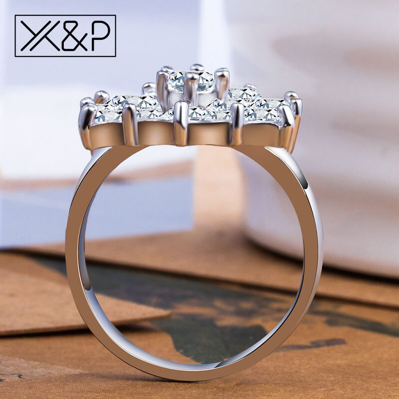 X&P Fashion Brand Rose Gold Silver Finger Rings for Women Girl with AAA Multicolor Cubic Zircon Wedding Ring Jewelry Gift 4