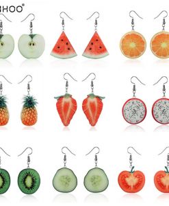 Acrylic Cute Fruit Earrings Strawberry pineapple tomato kiwi orange cucumber dragon apple Pineapple fruit Earrings Dainty Gift