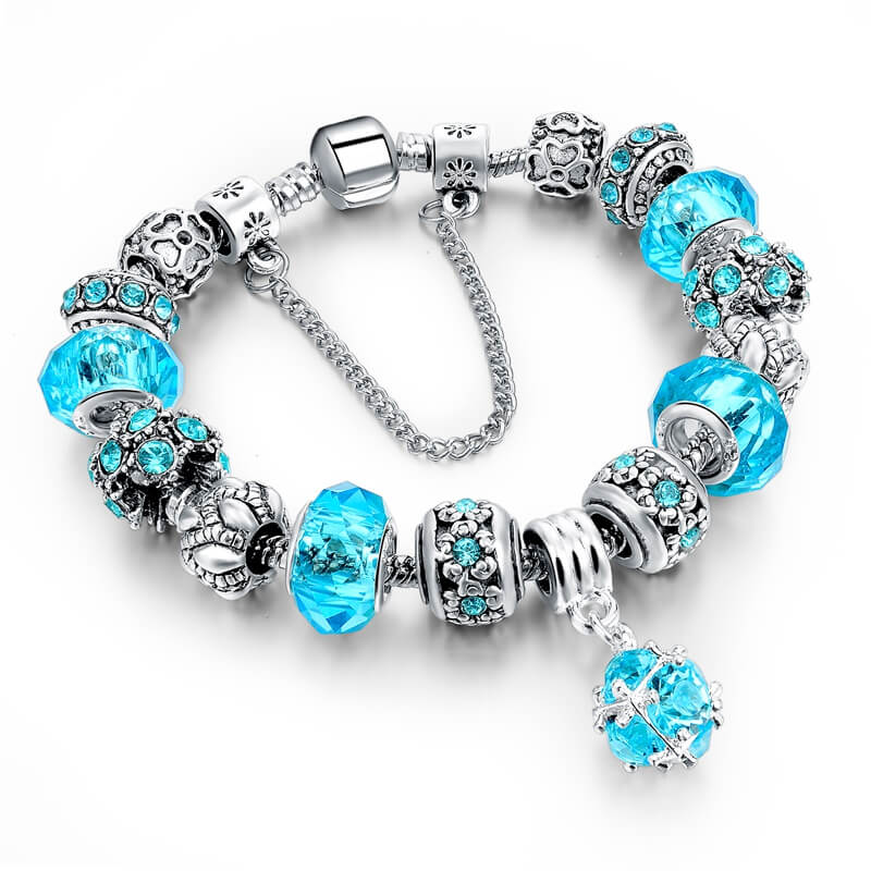 Szelam Gift!!! Fashion DIY Crystal&Glass Beads Charm Bracelets For Women Snake Chain Bracelets & Bangles Pulsera SBR150056 5