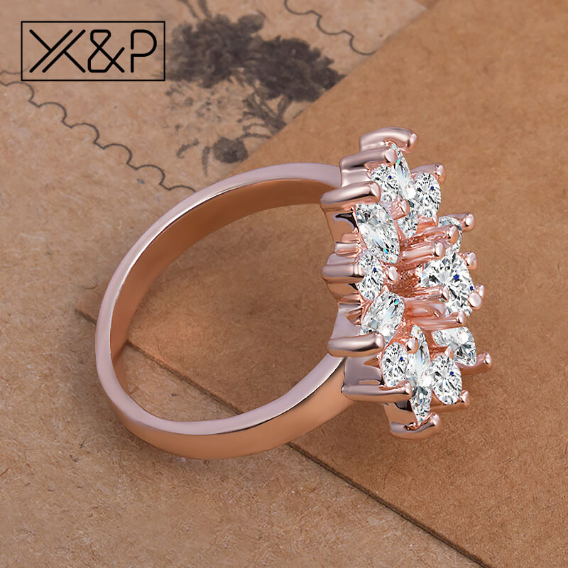 X&P Fashion Brand Rose Gold Silver Finger Rings for Women Girl with AAA Multicolor Cubic Zircon Wedding Ring Jewelry Gift 3