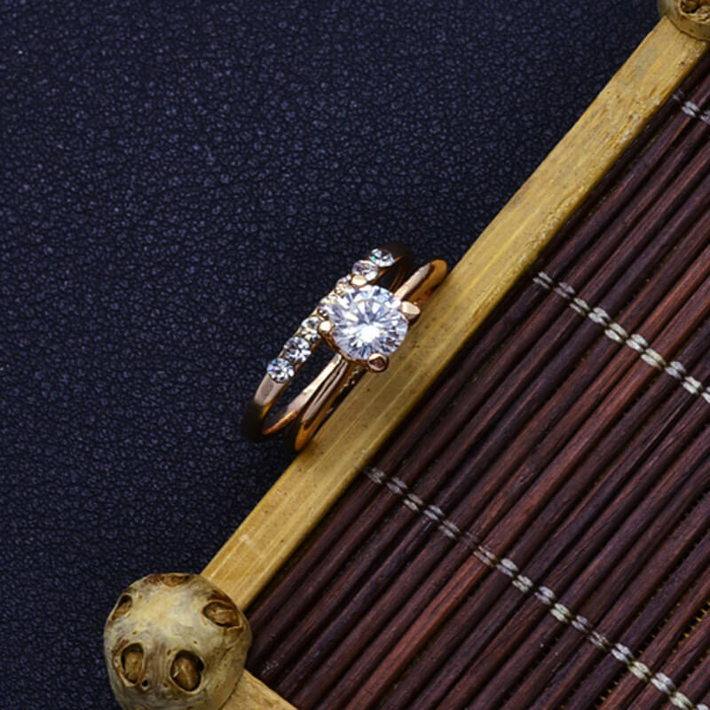 Fashion jewelry New gold color CZ zircon finger ring set wedding gift for women ladies wholesale R1373 4