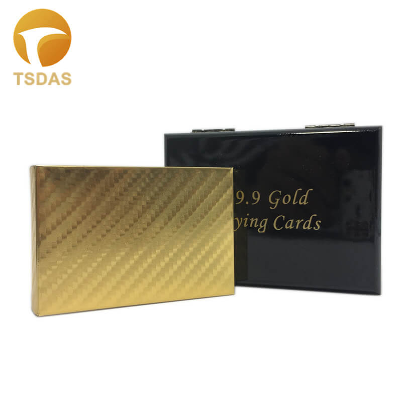 Golden Foil Plated Normal Playing Cards Poker 52 Cards 2 Jokers Special Unusual Birthday Gift Poker With Black Wooden Box 4