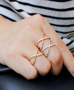ZOSHI Cubic Zirconia Cross Rings Rose Gold Silver Plated Ring Fashion Spacial Wedding/Engagement Ring Jewelry For Women Gift