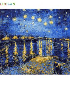Best Pictures DIY Digital Oil Painting Paint By Numbers Christmas Birthday Unique Gift Van gogh starry sky of the rhone river