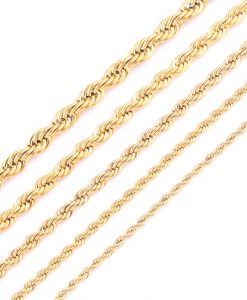High Quality Gold Plating Rope Chain Stainless Steel Necklace For Women Men Gold Fashion Rope Chain Jewelry Gift