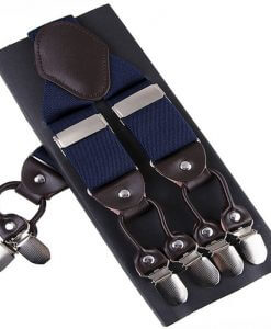 Fashion Suspenders leather alloy 6 clips Braces Male Vintage Casual suspensorio Trousers Strap Father/Husband's Gift 3.5*1cm