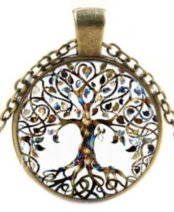 Charms Tree of Life Glass Statement Necklace & Pendant Jewelry Vintage Chain Choker Necklace For Women Gift