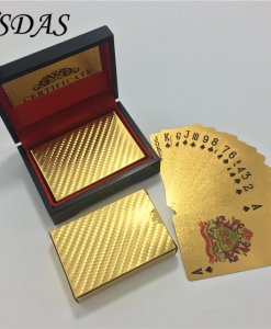 Golden Foil Plated Normal Playing Cards Poker 52 Cards 2 Jokers Special Unusual Birthday Gift Poker With Black Wooden Box